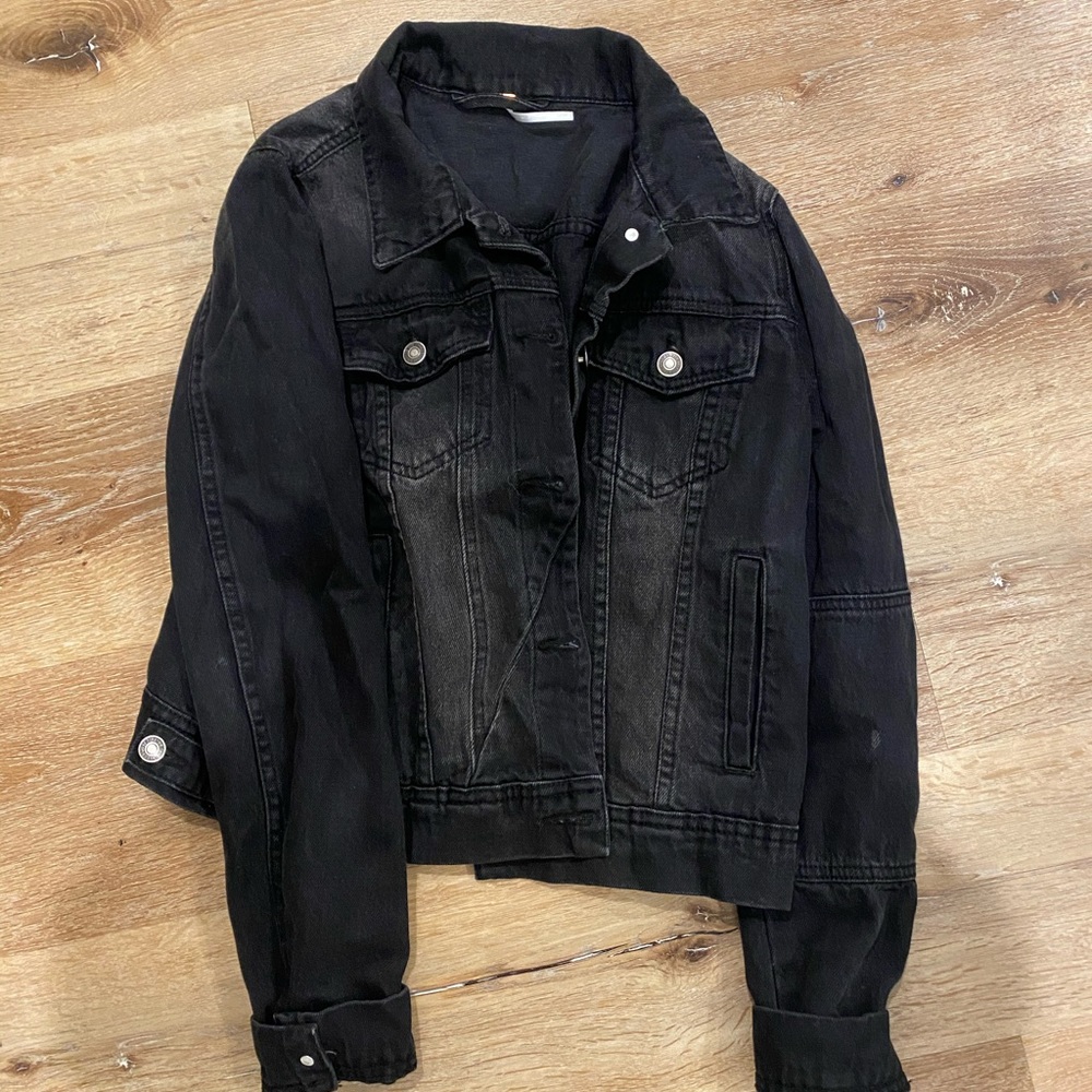 free people black denim jacket